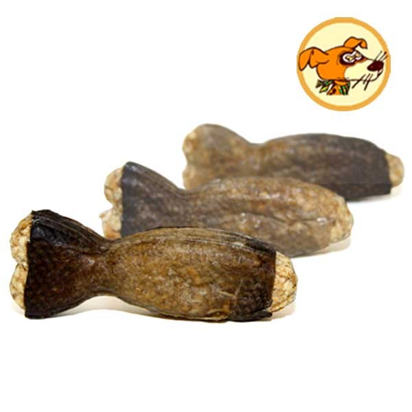 Kau-Fisch Rinderhaut-Lachs-Kausnack in Fischform - 1 Stück Beutel Promo