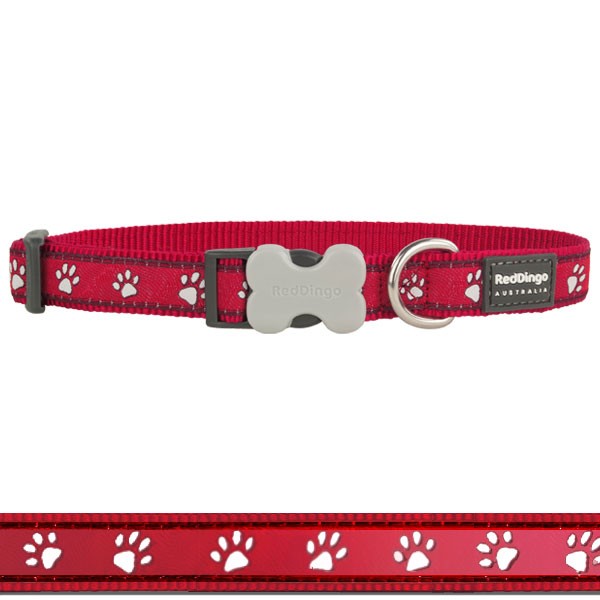 Rotes Pfötchen-Hundehalsband Pawprints Red von Red Dingo