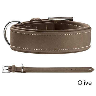 Hunter Hunting Halsband Olive aus softem Nubuk-Leder