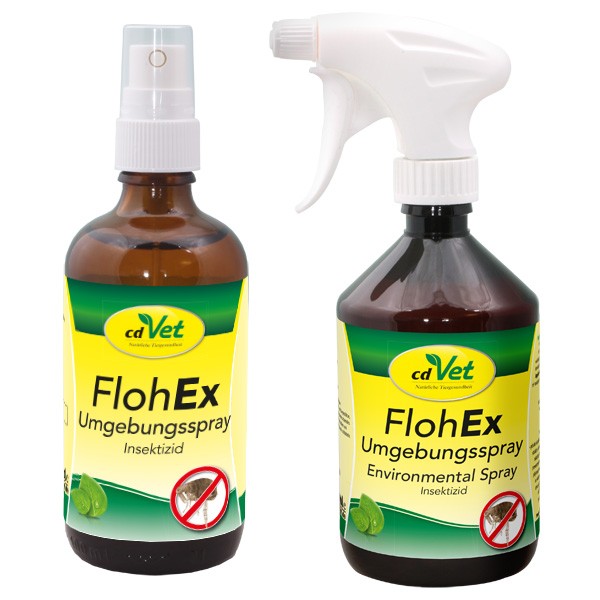 FlohEx Umgebungsspray von cdVet vernichtet Flöhe im Haus ohne Resistenzen