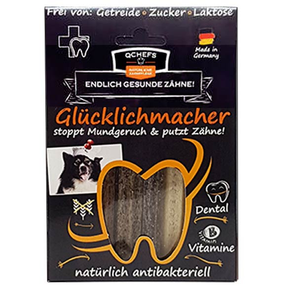 Glücklichmacher Cheese Dental-Kaustangen von QChefs als leckerer Zahnputzer