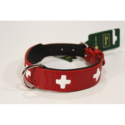 Hundehalsband Swiss Design in rotem Leder von Hunter