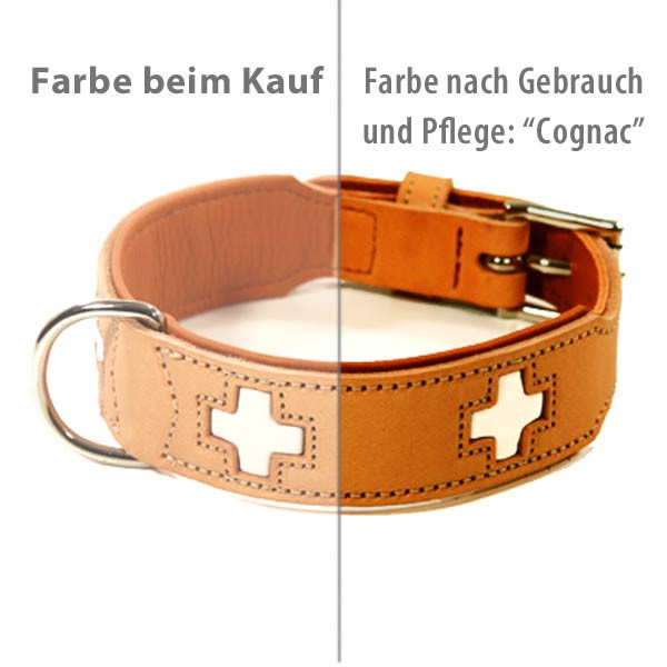 Hellbraunes Schweizer Leder-Halsband Cognac von Hunter