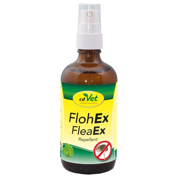 FlohEx Spray von cdVet zur natürlichen Bekämpfung von Flöhen am Hund