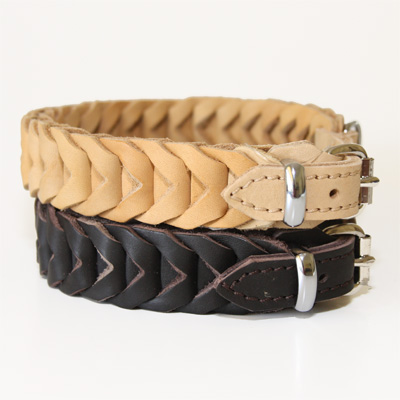 Geflochtenes Leder-Halsband aus weichem Fettleder von Klin