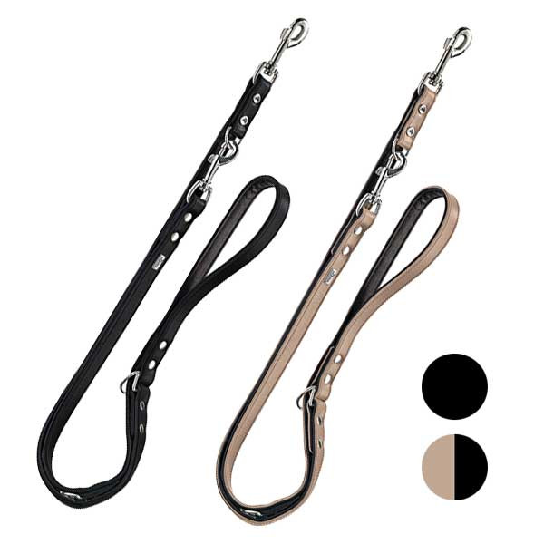 Verstellbare Hundeleine Basic aus Qualitätsleder von Hunter - Schwarz 18x200 cm