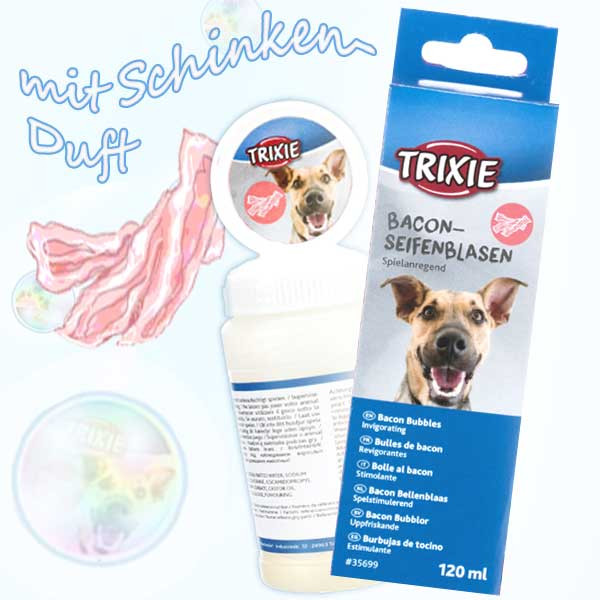 Bacon Seifenblasen für Hunde mit Schinken-Aroma von Trixie