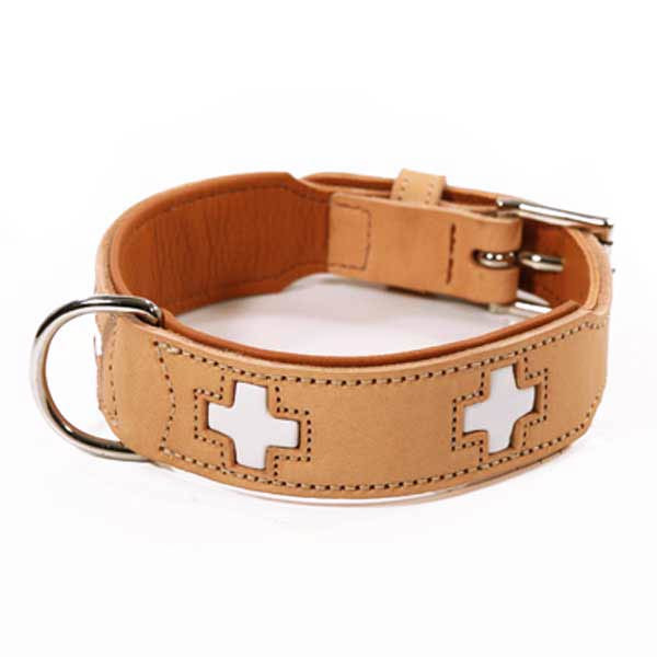Hellbraunes Schweizer Leder-Halsband Cognac von Hunter