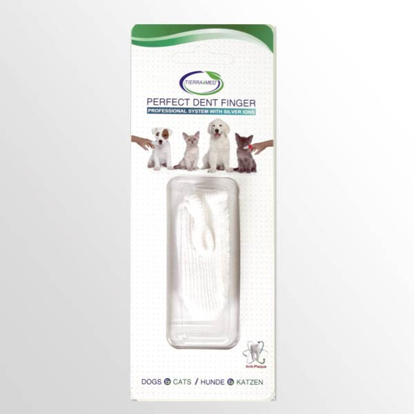 Zahnpflege-Fingerling mit bioaktiver Hemosfaser von TierraMed