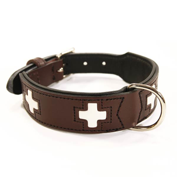 Braunes Leder-Hundehalsband im Swiss Design von Hunter