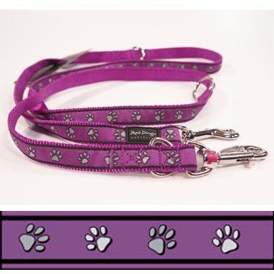 Lila Hundeleine Pawprints Purple von Red Dingo