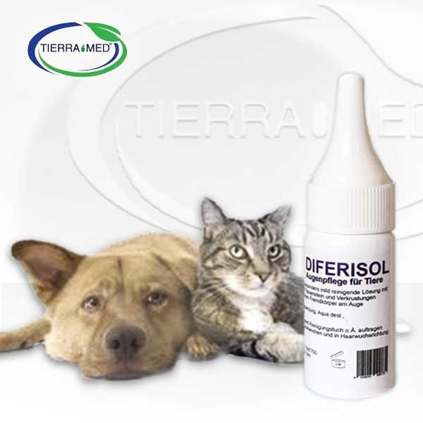 Diferisol sanfte Augenpflege für Tiere von TierraMed reinigt Hundeaugen