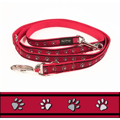Hundeleine Pawprints Red von Red Dingo