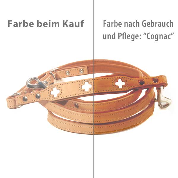 HUNTER Swiss Verstellbare Führleine für Hunde mit hochwertigem Leder und schweizer Kreuz Design 